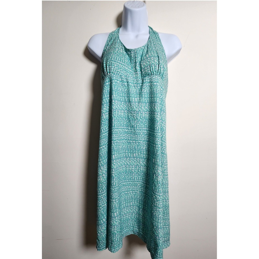 Columbia PFG Armadale Halter Dress Women's Sz L Empire Waist Smocked Back UPF